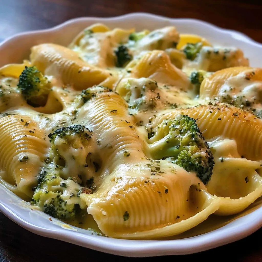 Recipe preparation for Cheesy Chicken & Broccoli Stuffed Shells