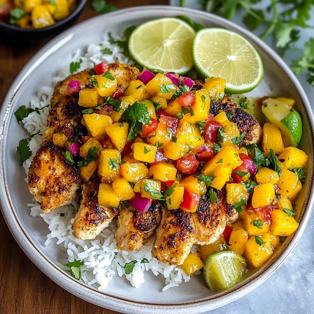 Recipe preparation for Chicken with Mango Salsa