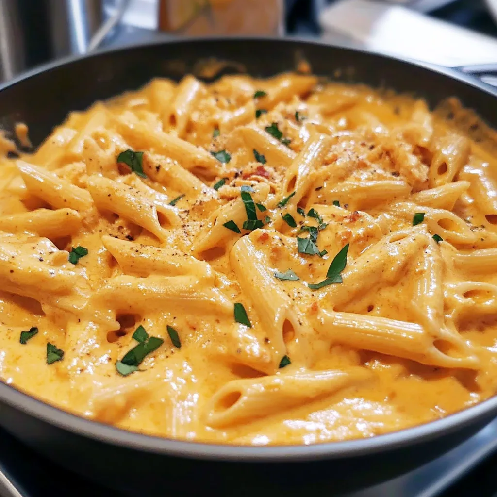Recipe preparation for One-Pot Buffalo Ranch Chicken Penne