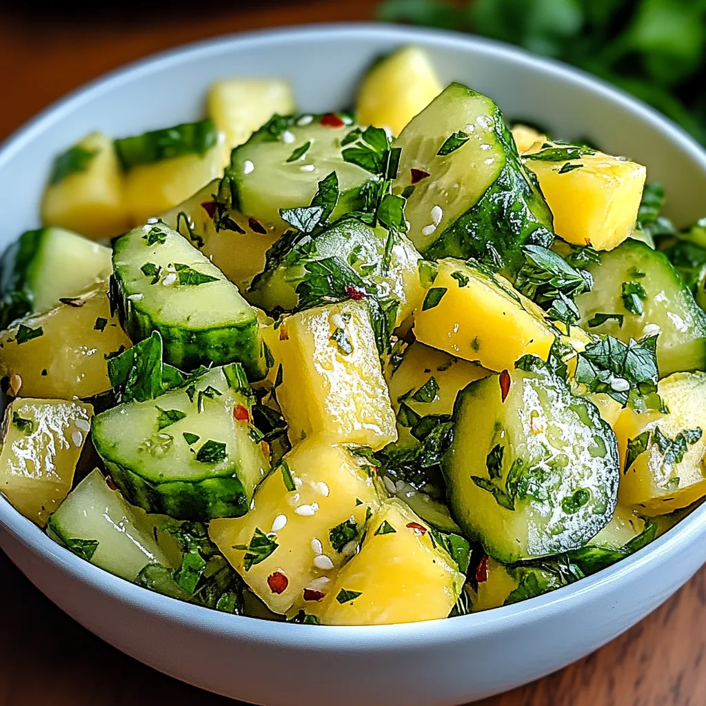 Recipe preparation for Refreshing Pineapple Cucumber Salad