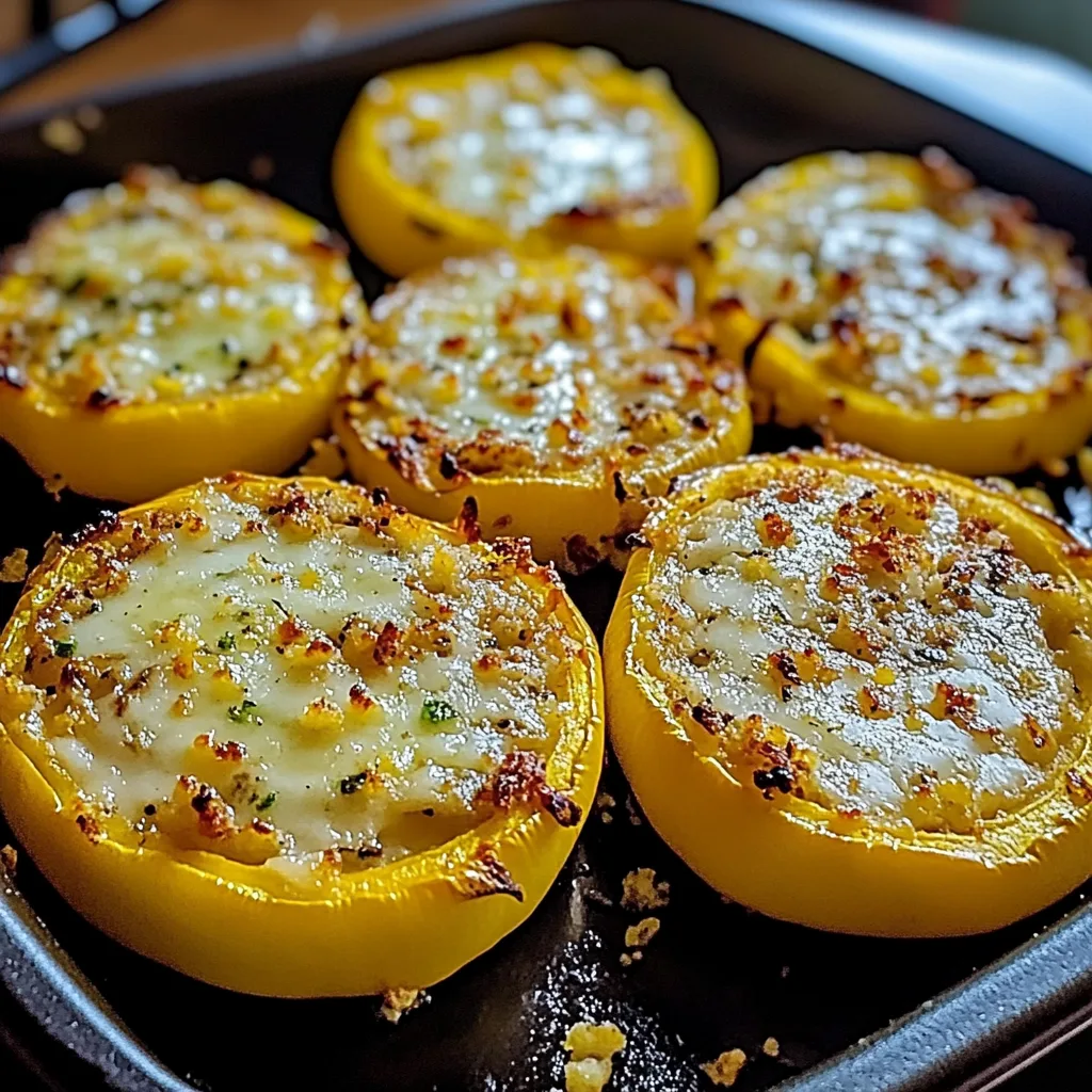 Recipe preparation for Cheesy Baked Squash Rounds