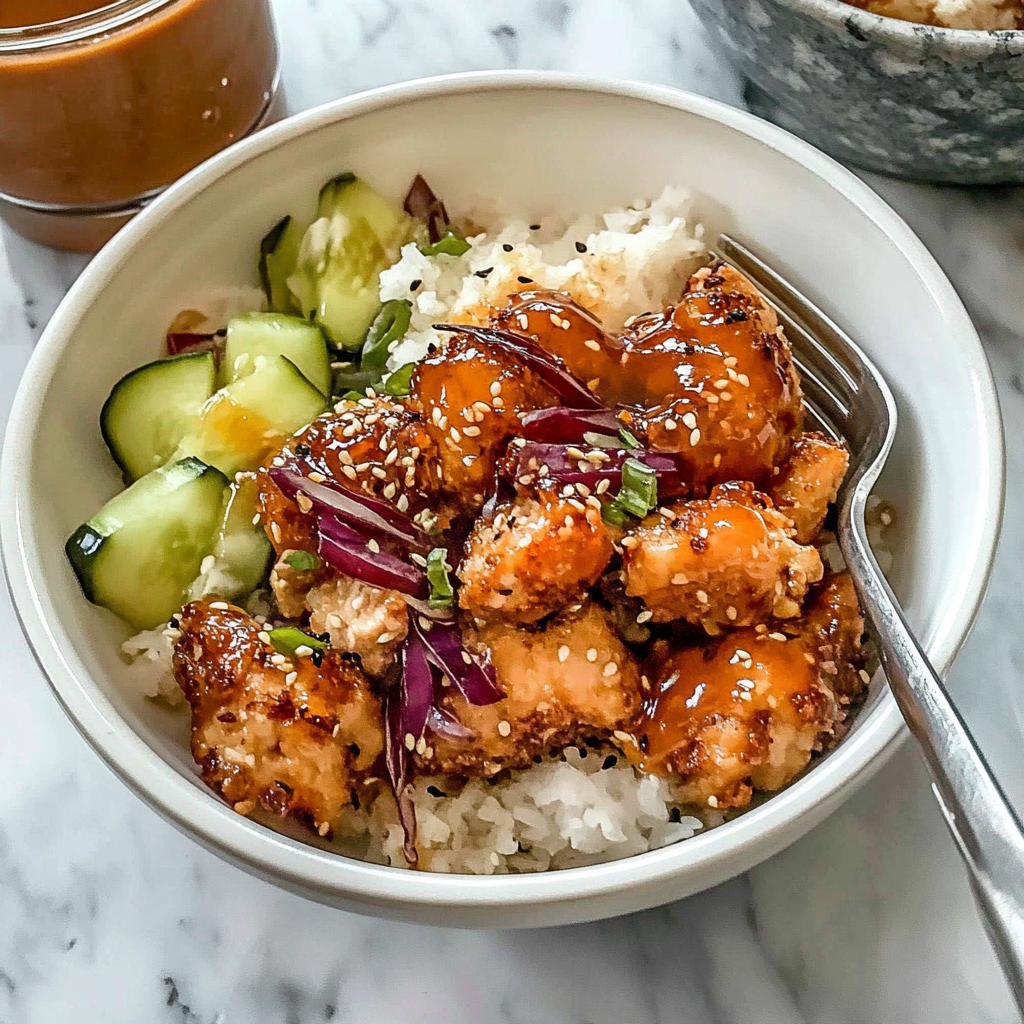 Recipe preparation for Hot Honey Chicken Bowls