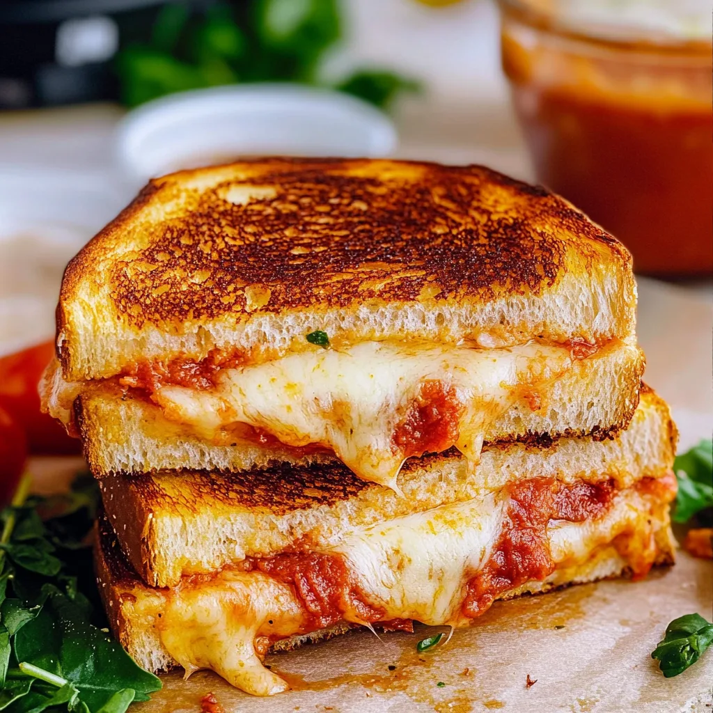 Recipe preparation for Garlic Parmesan Pizza Grilled Cheese