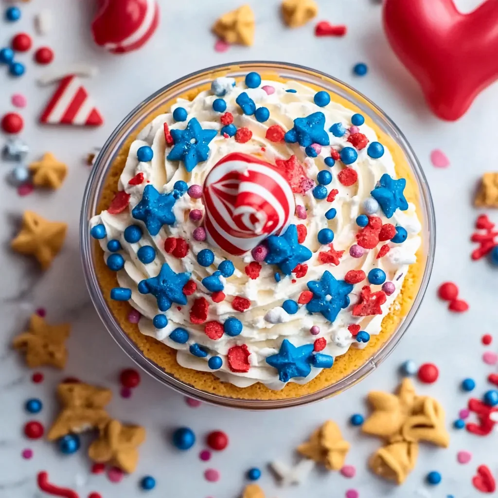 Recipe preparation for Red, White and Blue Funfetti Dip