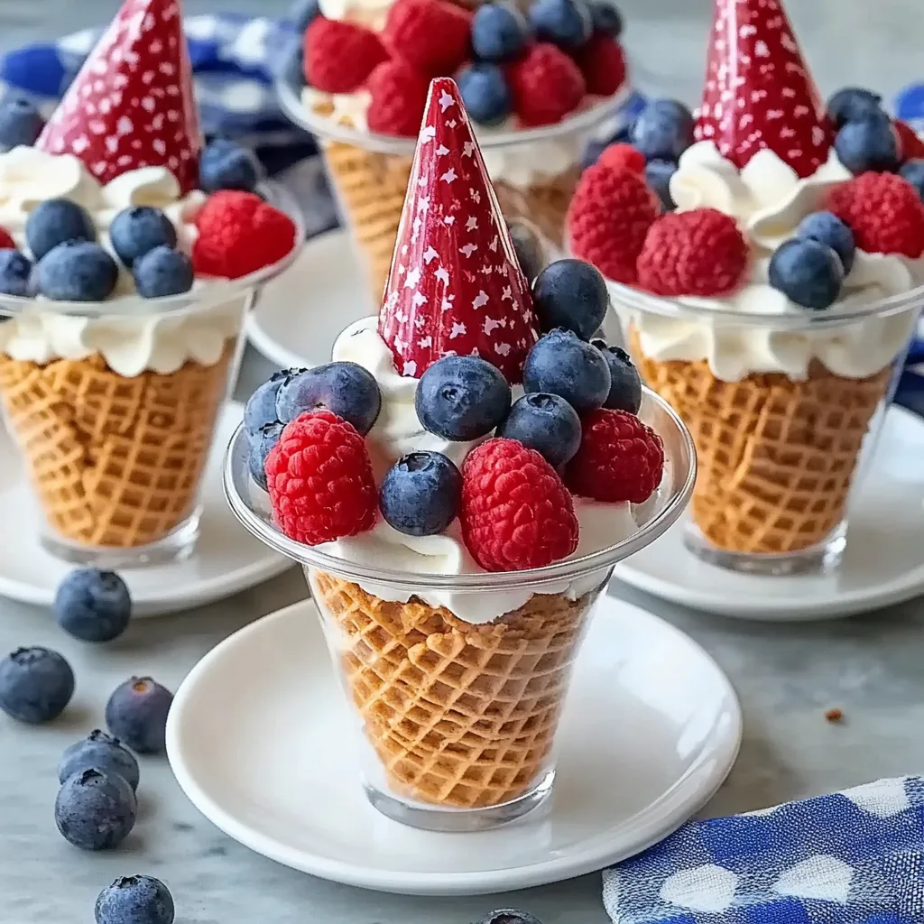 Recipe preparation for Patriotic Fruit Cones