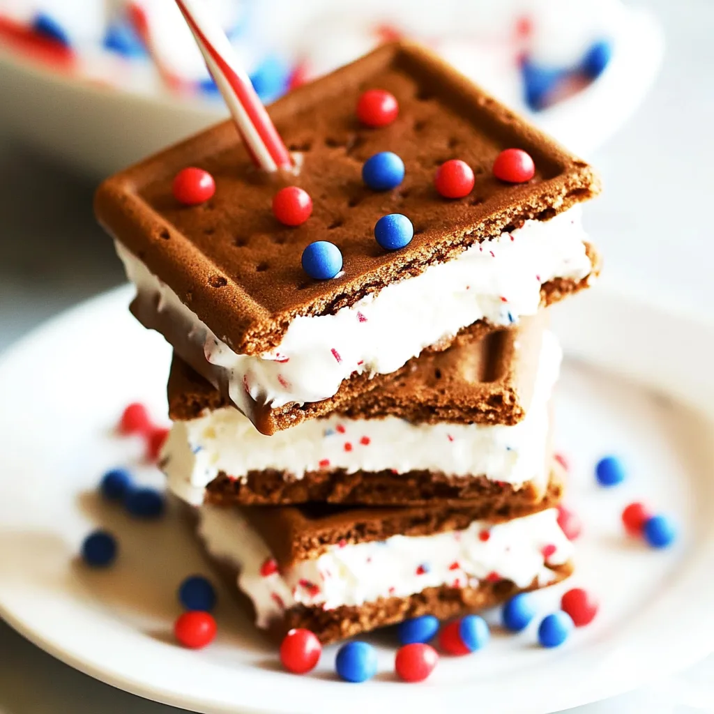 Recipe preparation for Patriotic Mini Ice Cream Sandwiches