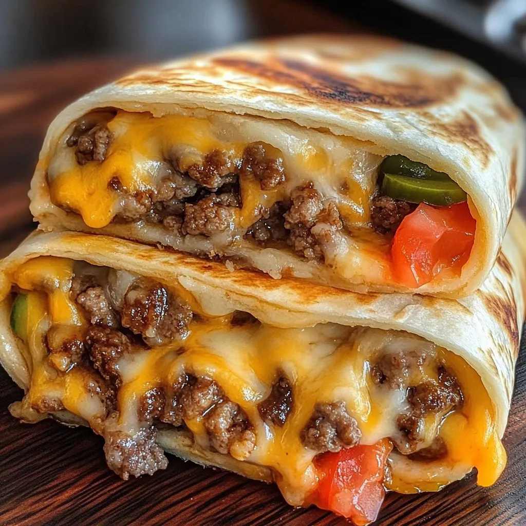 Recipe preparation for Easy Air Fryer Cheeseburger Wraps