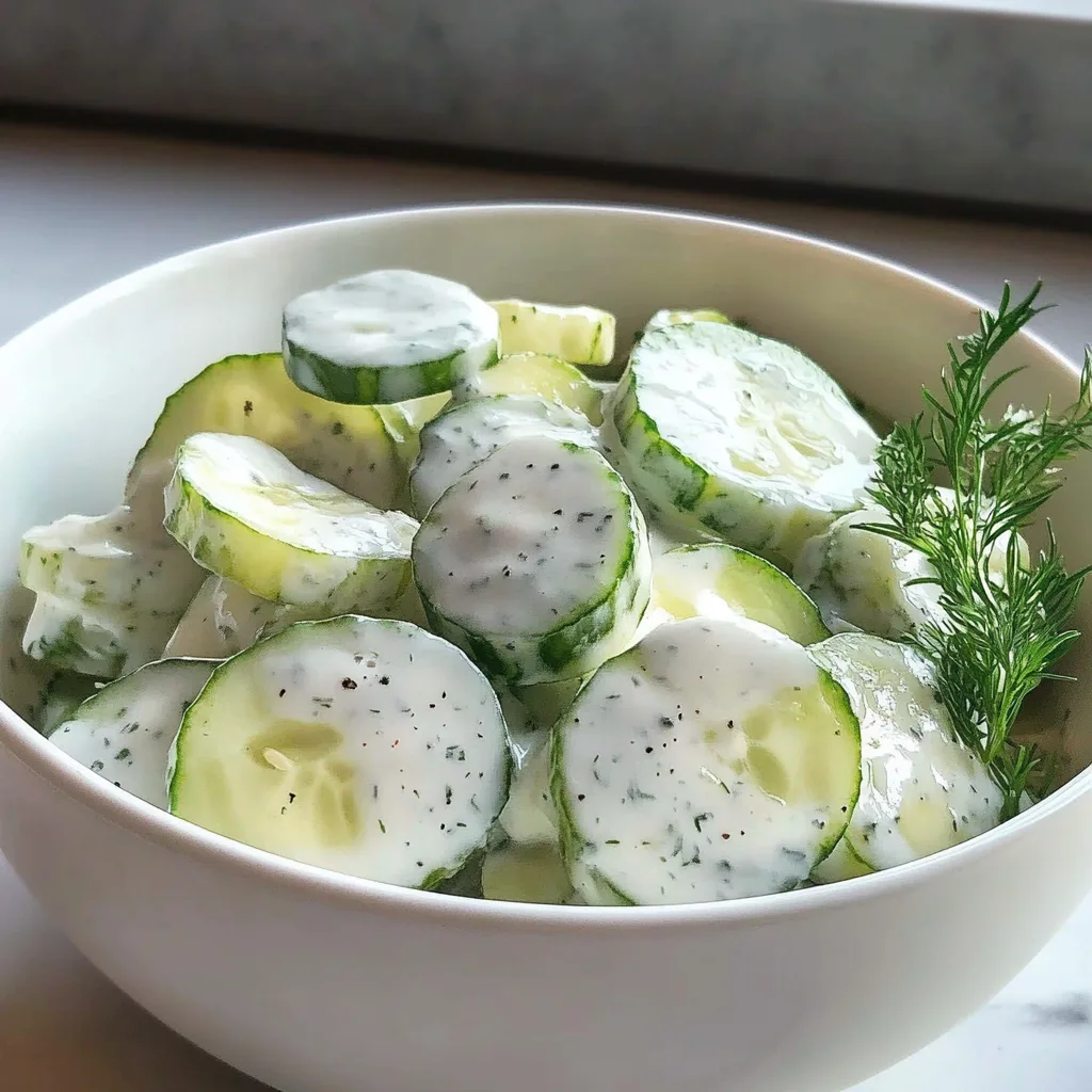 Recipe preparation for Creamy Cucumber Salad