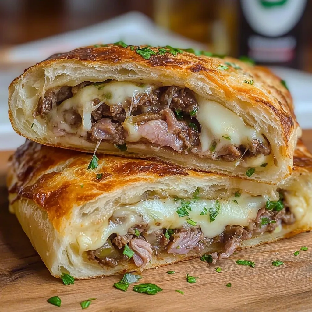 Recipe preparation for Philly Cheesesteak Stromboli