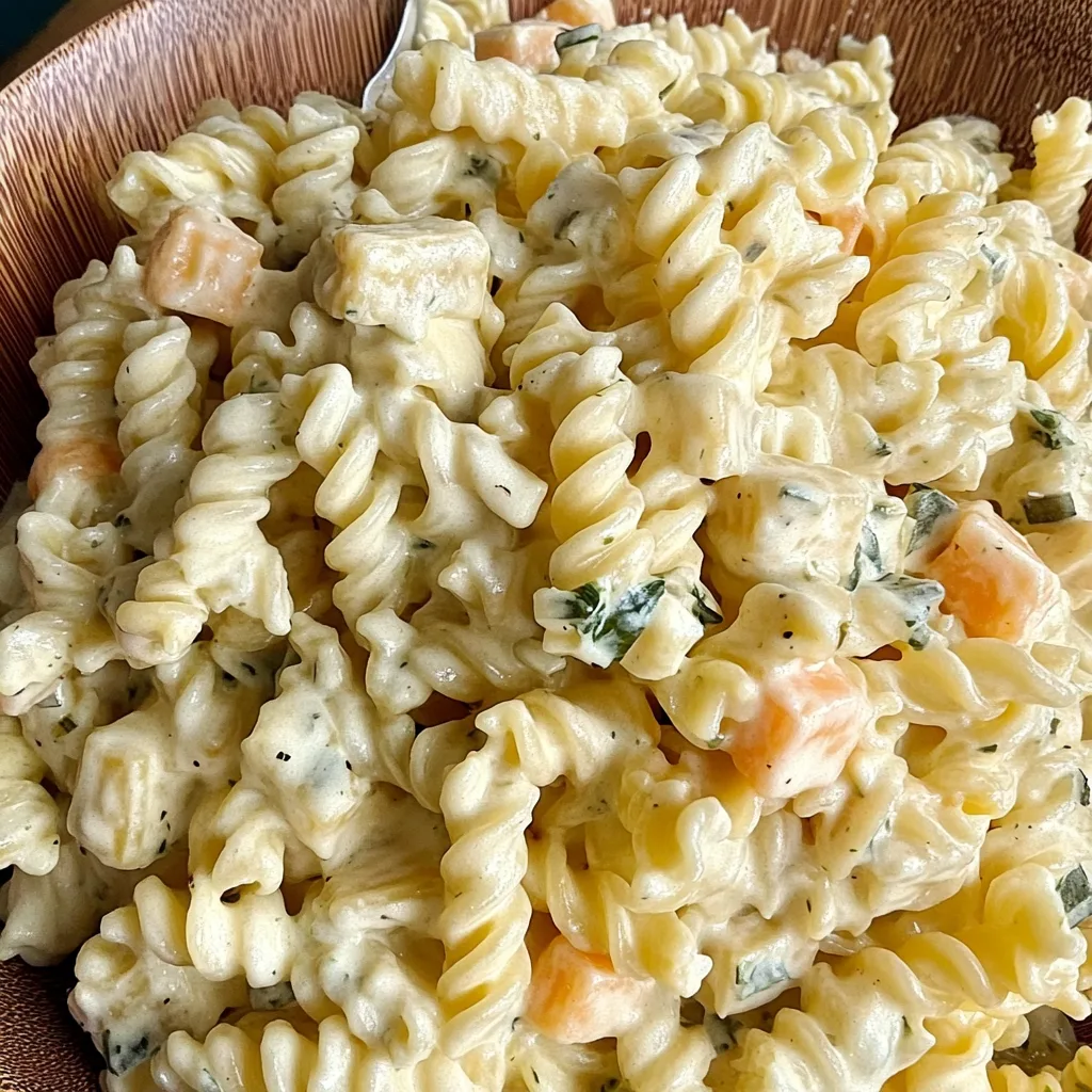 Recipe preparation for Dill pickle pasta salad
