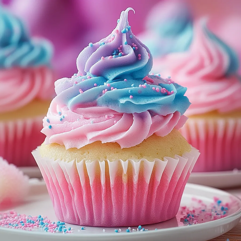 Recipe preparation for Cotton Candy Cupcakes
