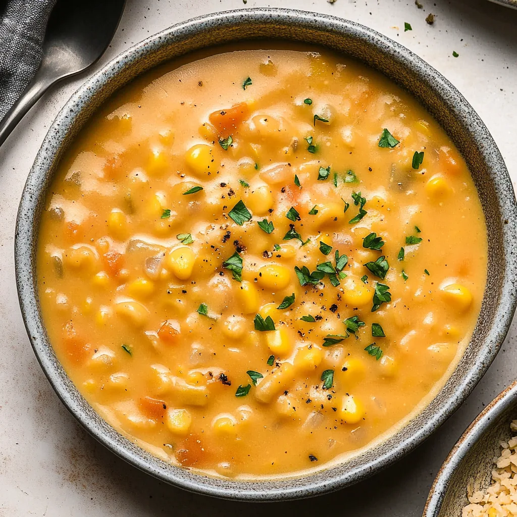 Recipe preparation for Creamy Corn Chowder with Potatoes