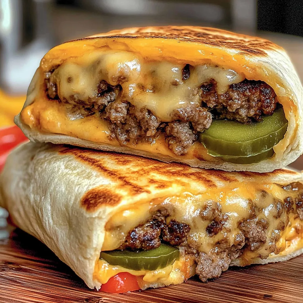 Recipe preparation for Easy Air Fryer Cheeseburger Wraps