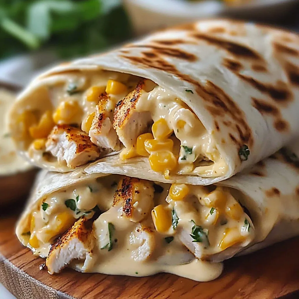 Recipe preparation for Cheesy Garlic Chicken Wraps