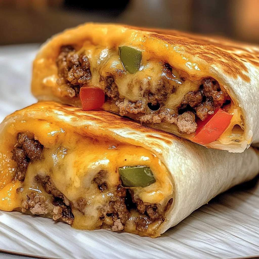 Recipe preparation for Easy Air Fryer Cheeseburger Wraps