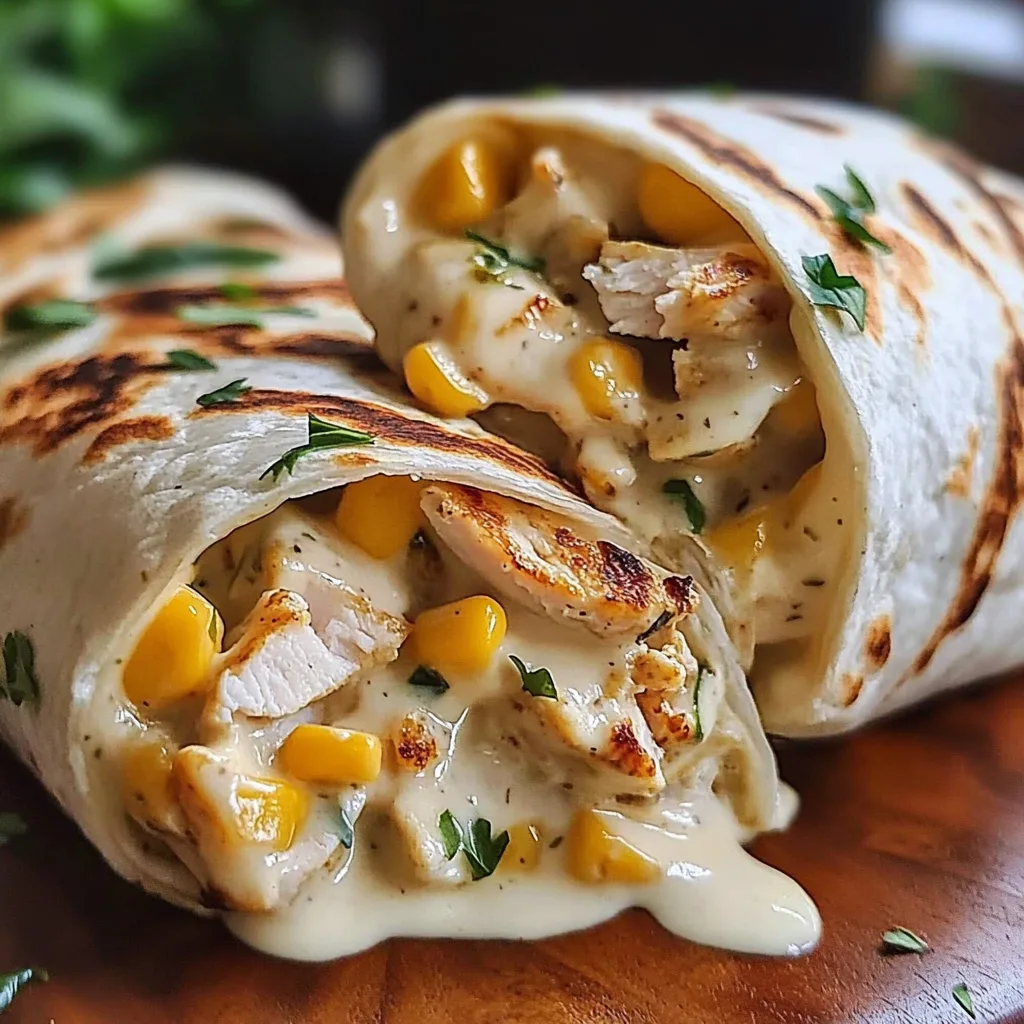 Recipe preparation for Cheesy Garlic Chicken Wraps