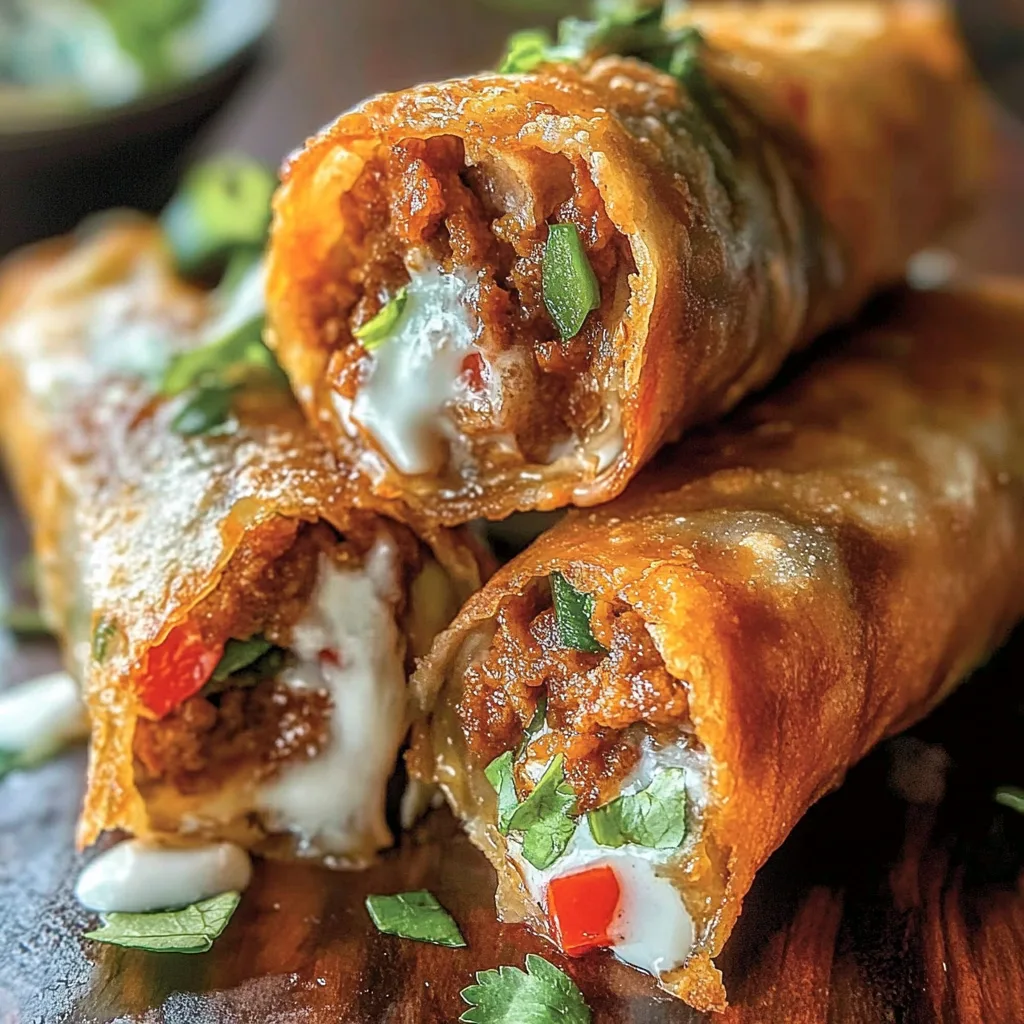 Recipe preparation for Nacho Egg Rolls