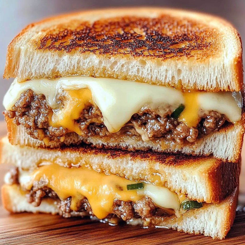 Recipe preparation for Cheesy Patty Melts with Special Sauce