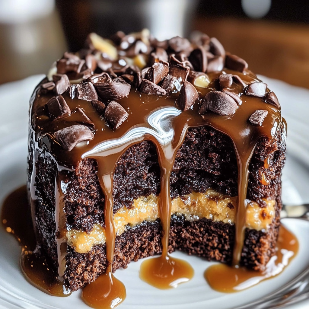 Recipe preparation for Chocolate Caramel Cake