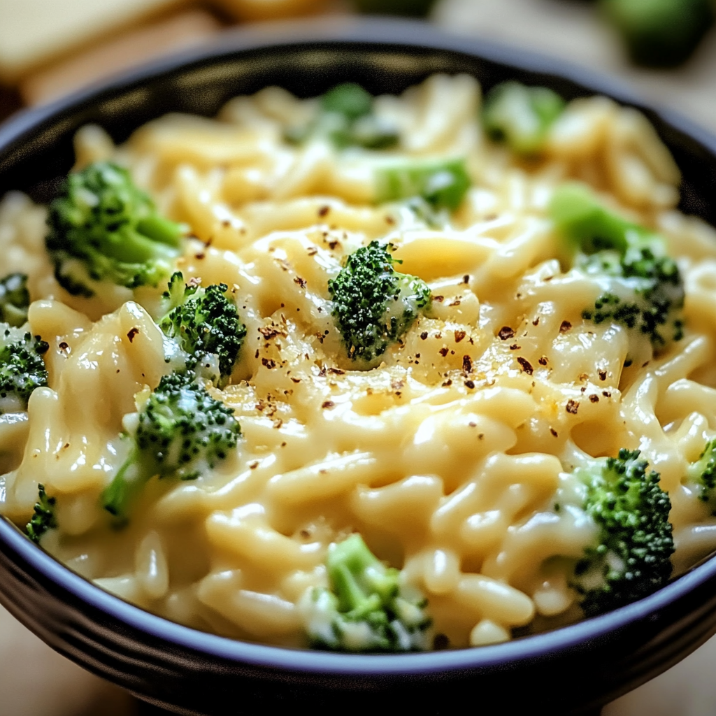 Recipe preparation for Creamy One-Pot Broccoli Cheddar Orzo