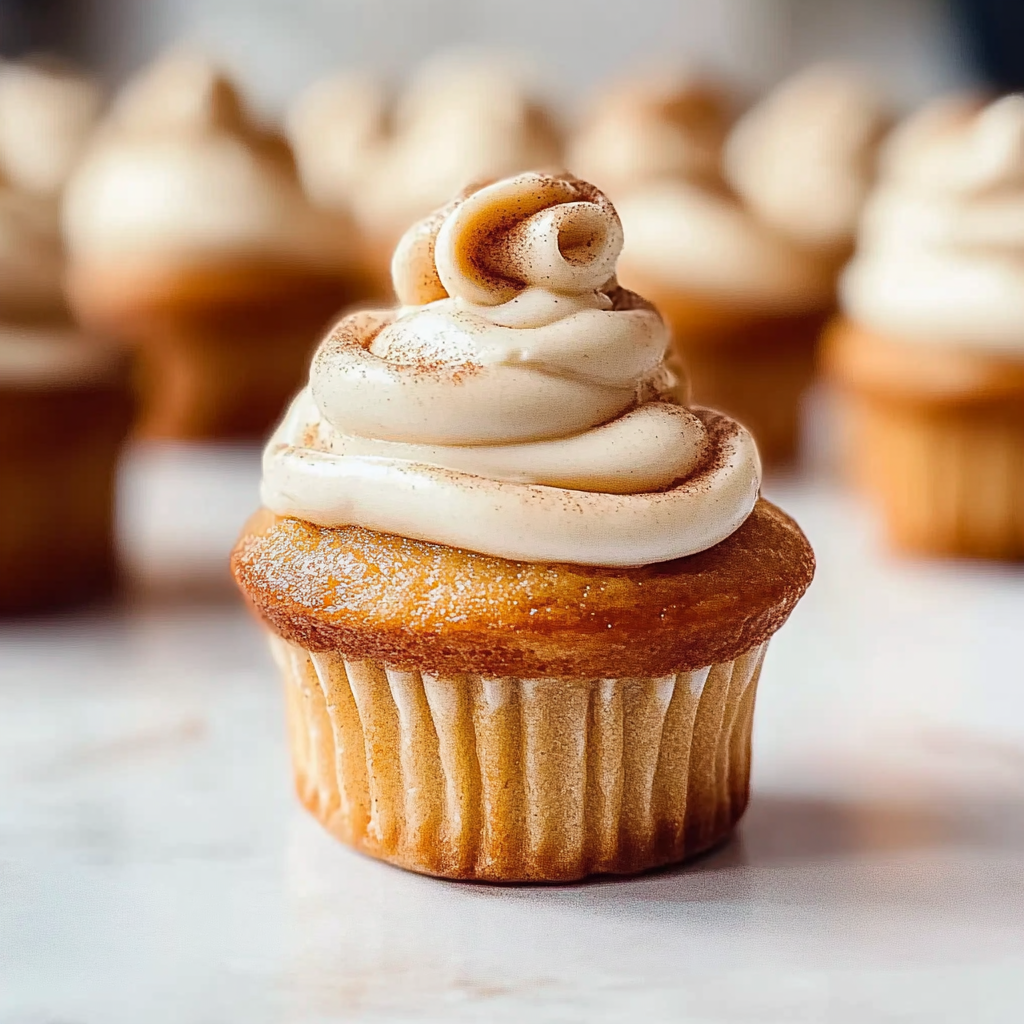 Recipe preparation for Golden Swirl Cinnamon Roll Cupcakes
