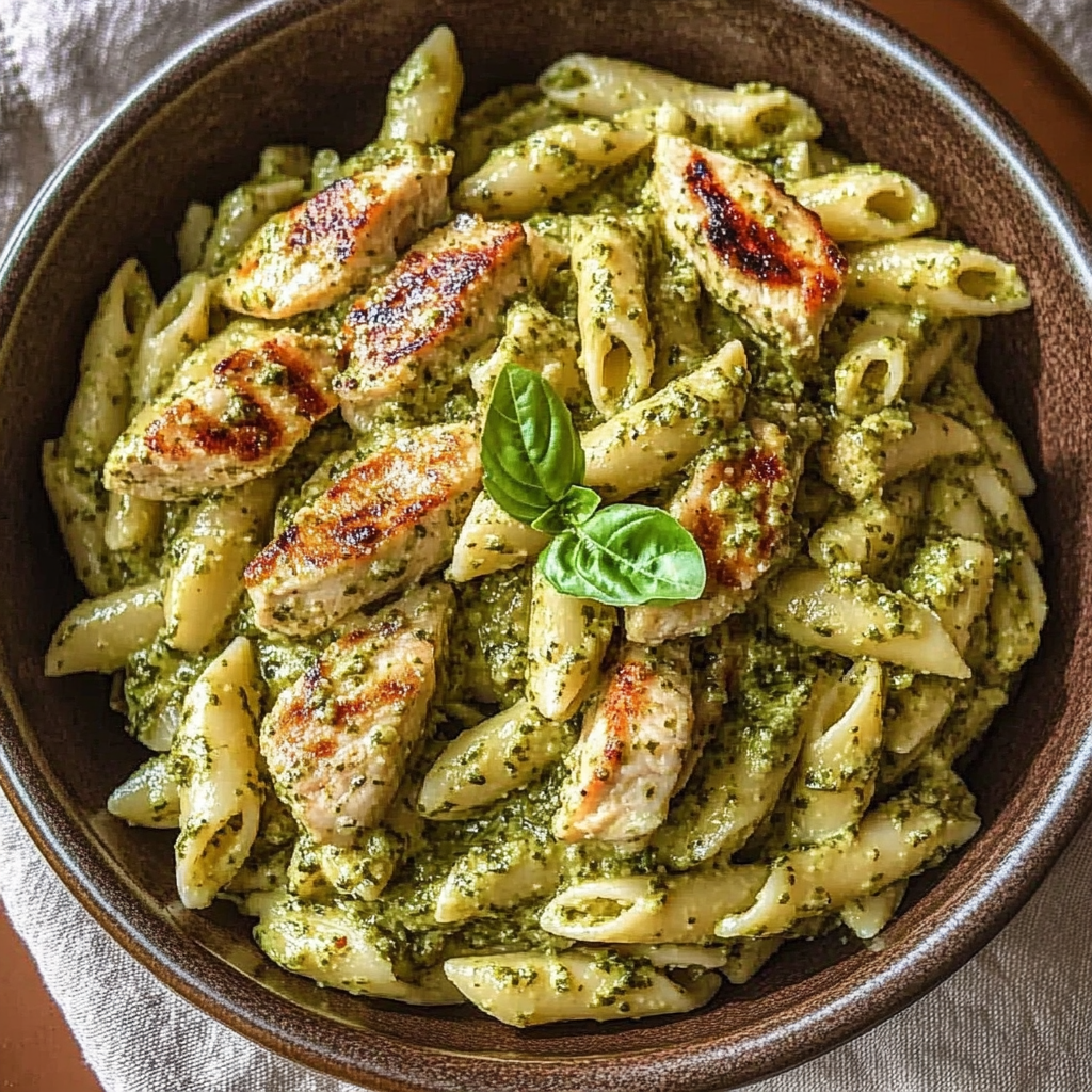 Recipe preparation for Pesto Chicken Pasta