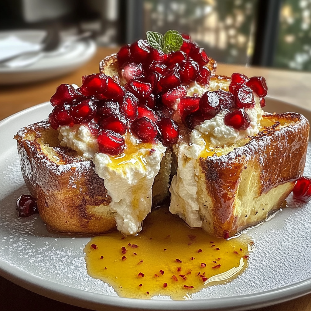 Ricotta Pomegranate Baked Toast recipe - delicious and easy to make
