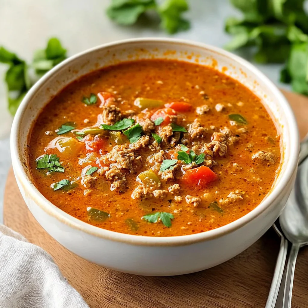 Recipe preparation for Stuffed Pepper Soup