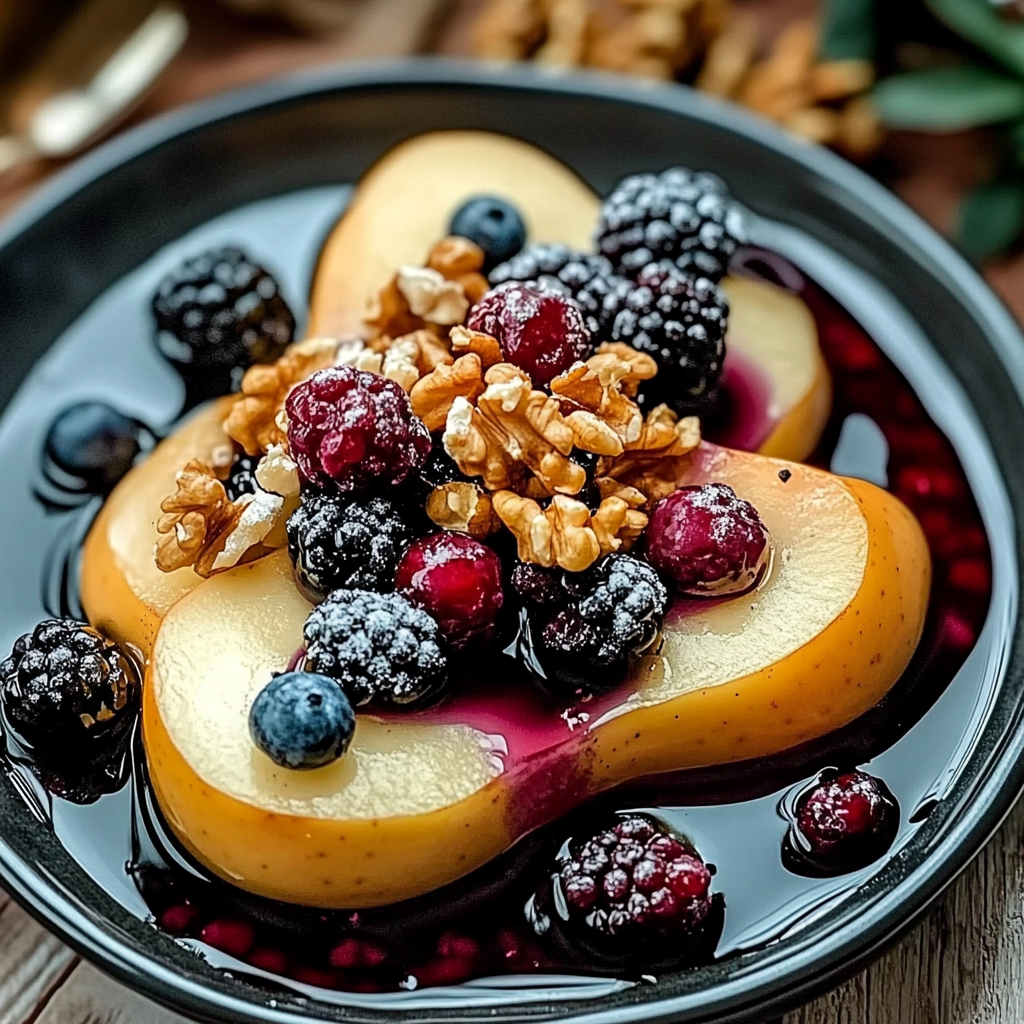 Baked Pears with Berries, Honey, Walnuts & Blue Cheese recipe - delicious and easy to make