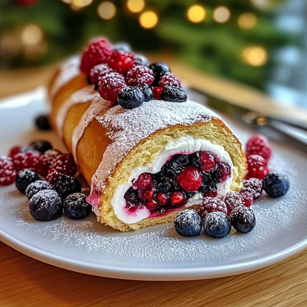 Recipe preparation for Berry Cream Swiss Roll