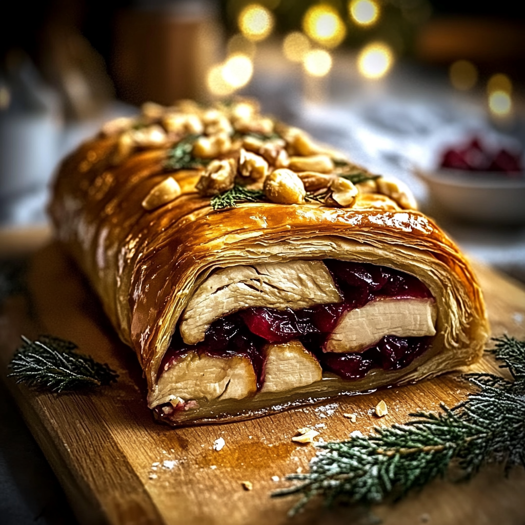 Chicken & Cranberry Wellington with Brie and Walnut Crust recipe - delicious and easy to make