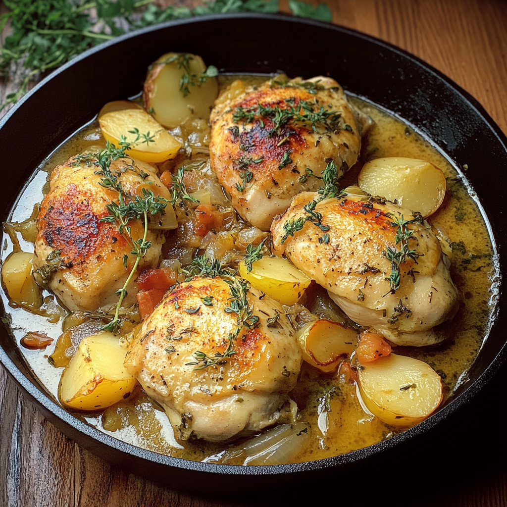 Chicken Normandy or French Apple Cider Chicken recipe - delicious and easy to make