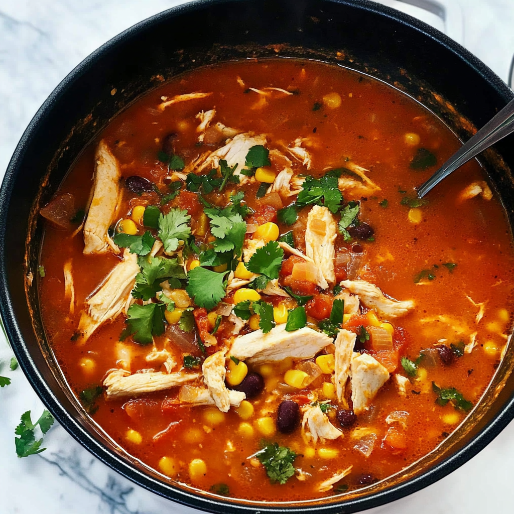 Recipe preparation for chicken tortilla soup