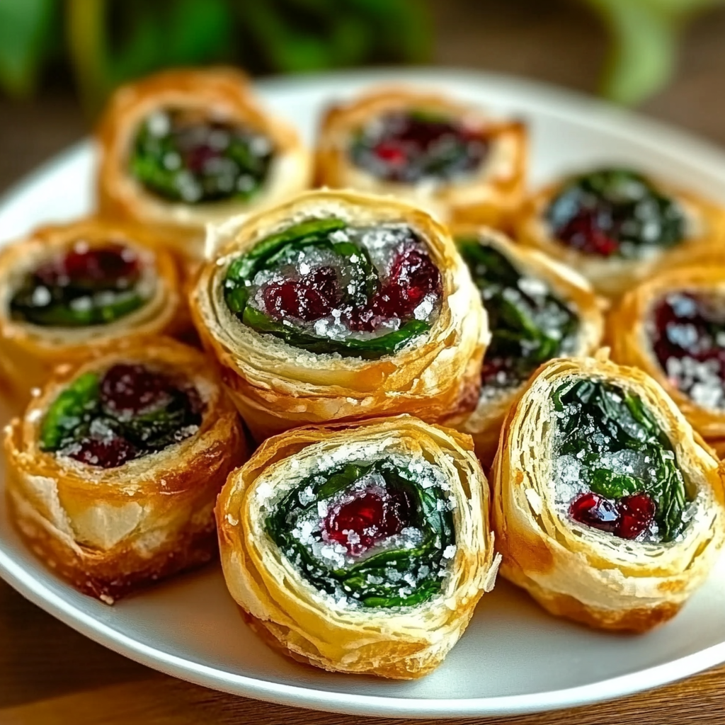 Recipe preparation for Cranberry & Spinach Pinwheels
