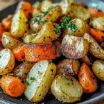 Garlic Herb Roasted Potatoes, Carrots, and Zucchini recipe - delicious and easy to make