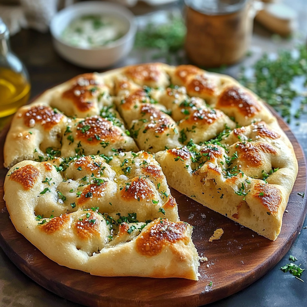 Recipe preparation for Garlic Parmesan Focaccia Bread