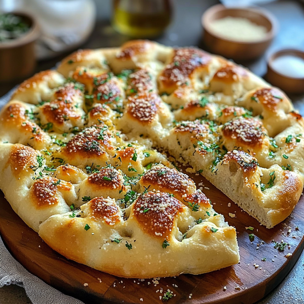 Garlic Parmesan Focaccia Bread recipe - delicious and easy to make