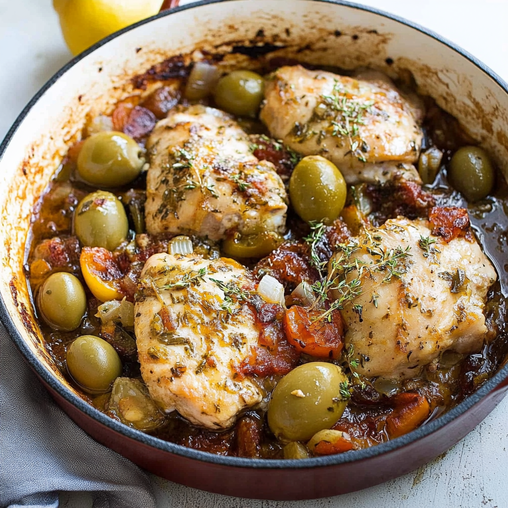 Recipe preparation for Mediterranean Chicken Recipe with Lemons & Olives