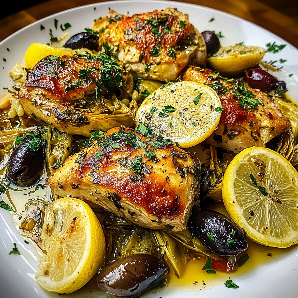 Mediterranean Lemon Chicken with Artichokes & Olives recipe - delicious and easy to make