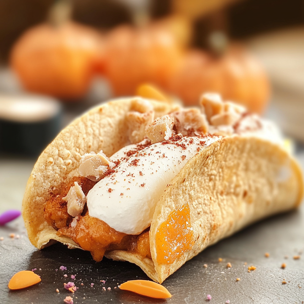 Recipe preparation for Pumpkin Pie Tacos