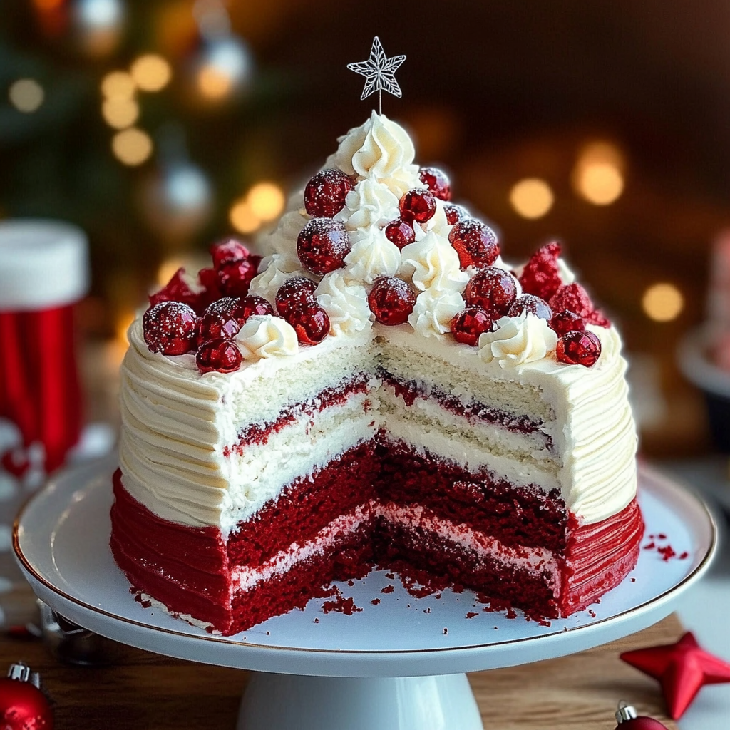 Red Velvet Christmas Tree Cake recipe - delicious and easy to make