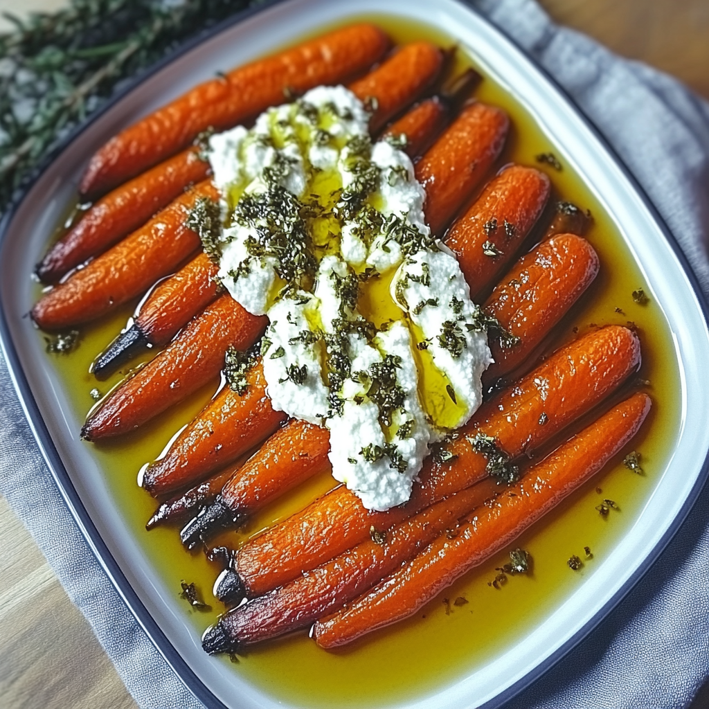 Recipe preparation for Roasted Carrots with Whipped Ricotta and Hot Honey