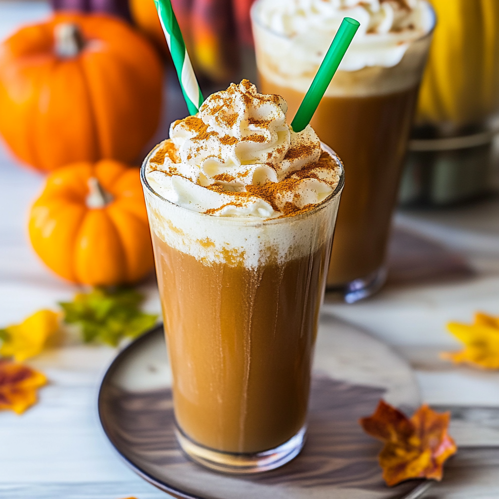 Recipe preparation for Starbucks Pumpkin Spice Frappuccinos