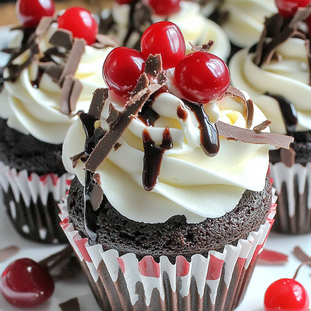 Recipe preparation for Black Forest Cupcakes Delight