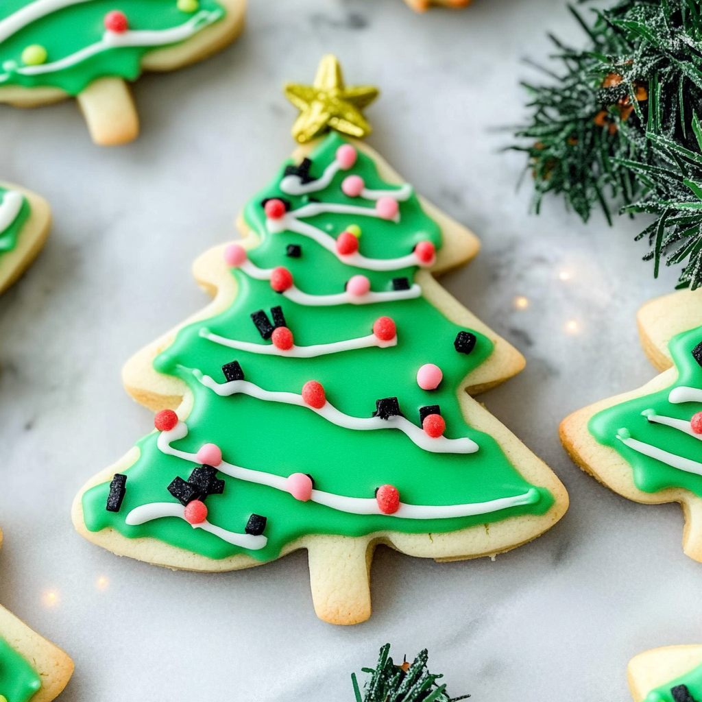 Recipe preparation for Christmas Tree Sugar Cookies