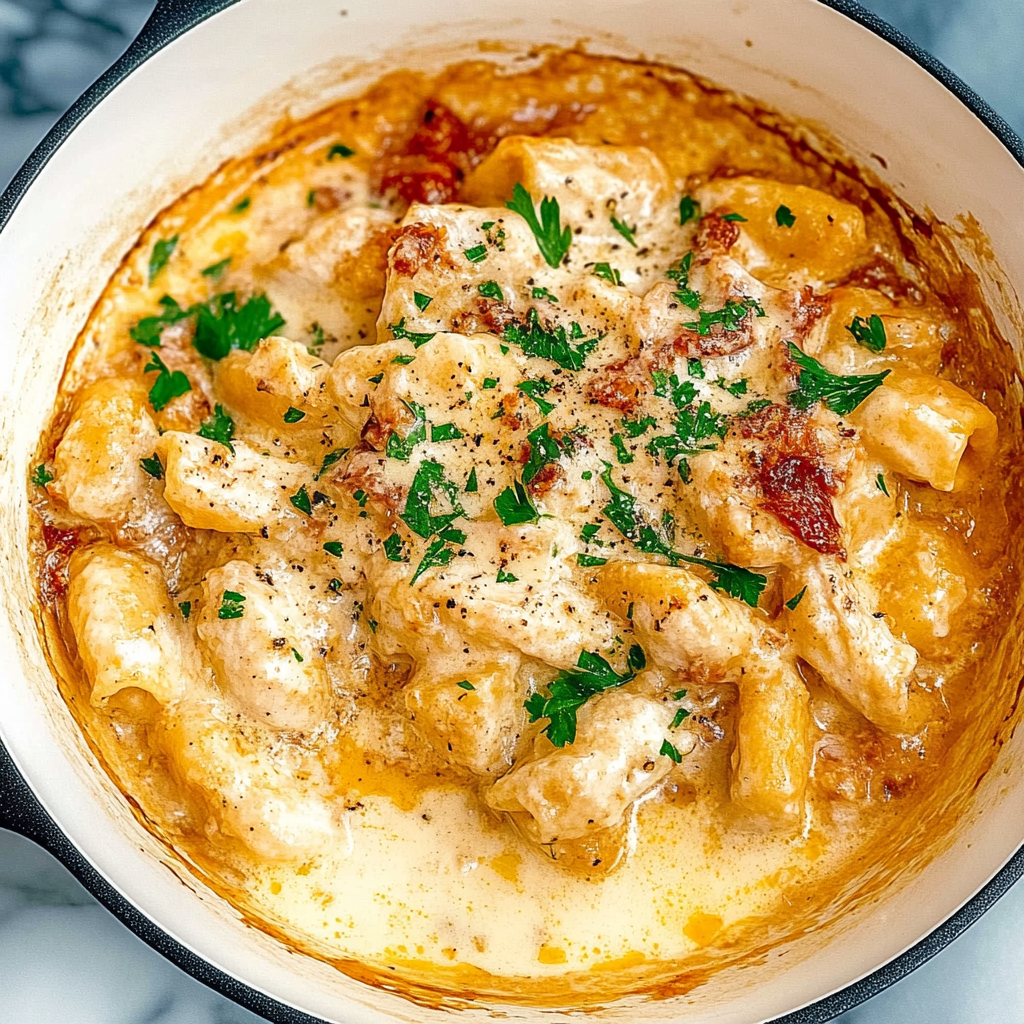 Creamy Sun-Dried Tomato Chicken Gnocchi Skillet recipe - delicious and easy to make