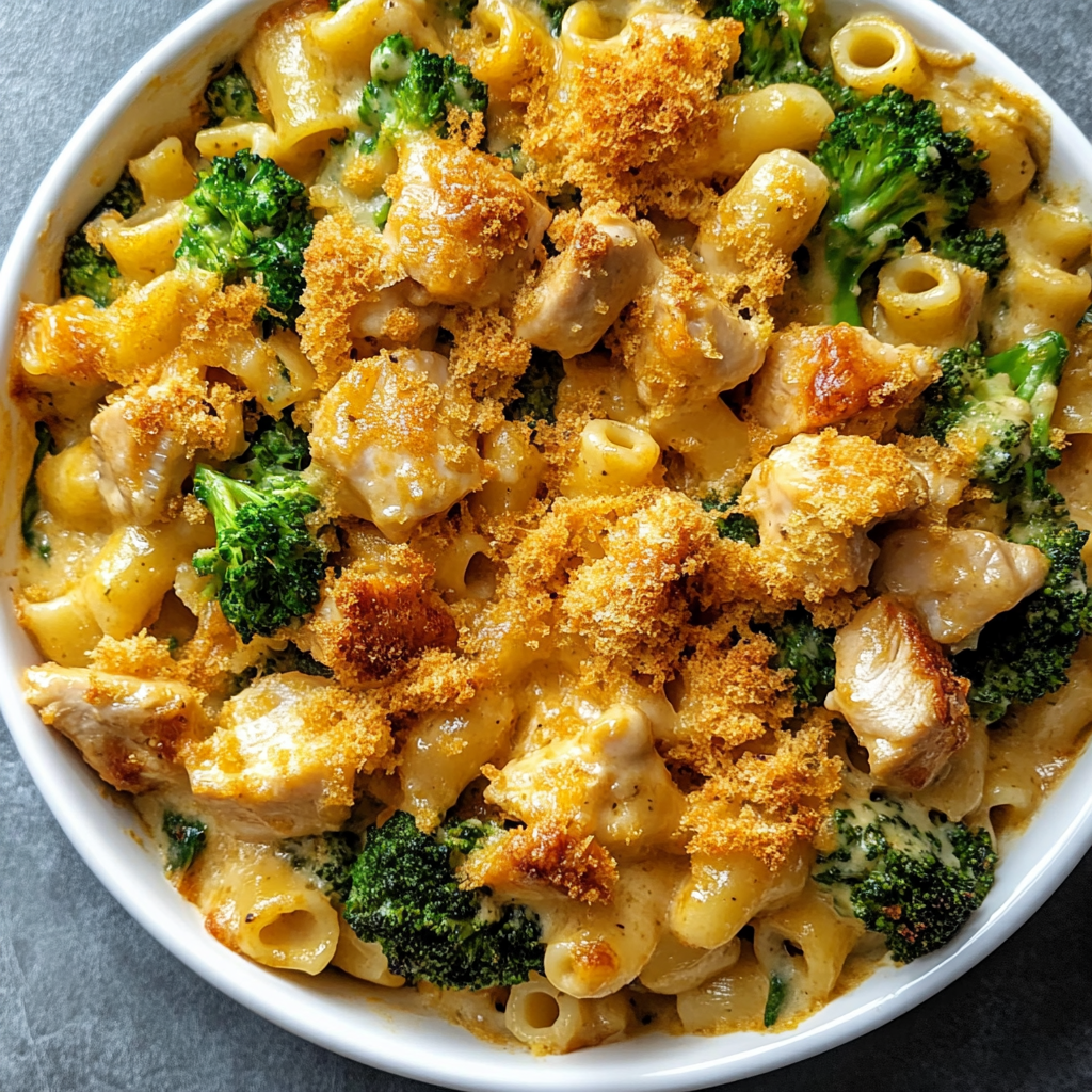 Recipe preparation for Maple Mustard Chicken Pasta Bake