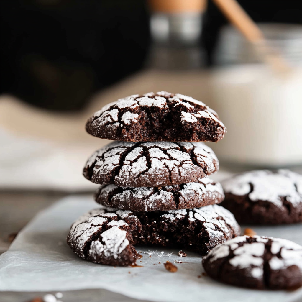 Recipe preparation for Vegan Chocolate Crinkle Cookies